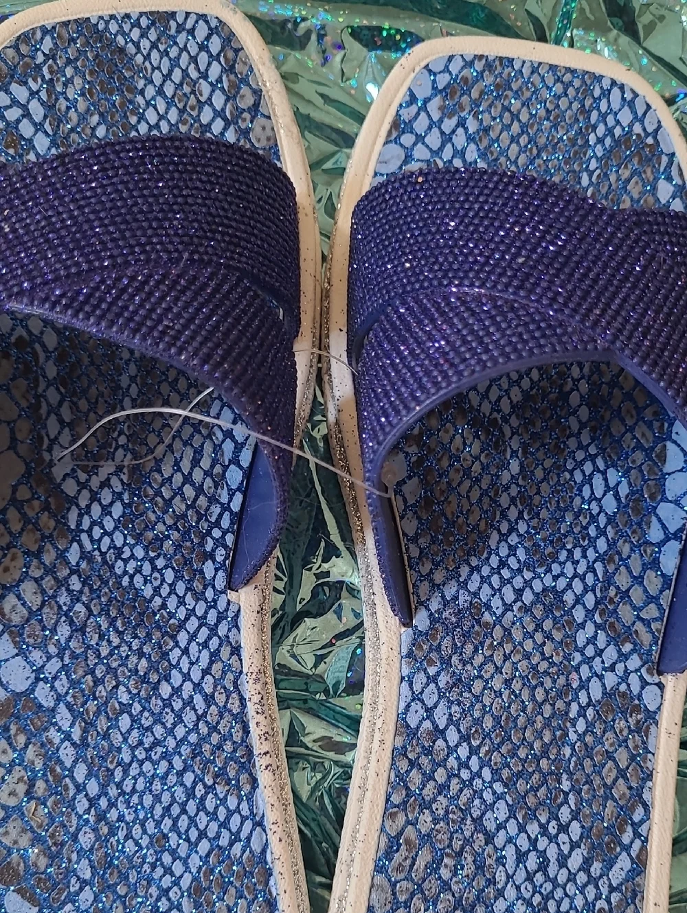 Women's Slide Sandals with Sparkle Strap - Bundle